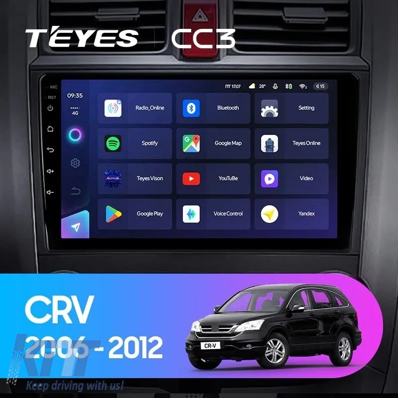 Car Navigation with AI Assistance Teyes CC4 PRO suitable for Honda CR-V 3 2006-2010 8+128GB 9.5 QLED, Android 13, 5G, 7.1 DSP, CarPlay