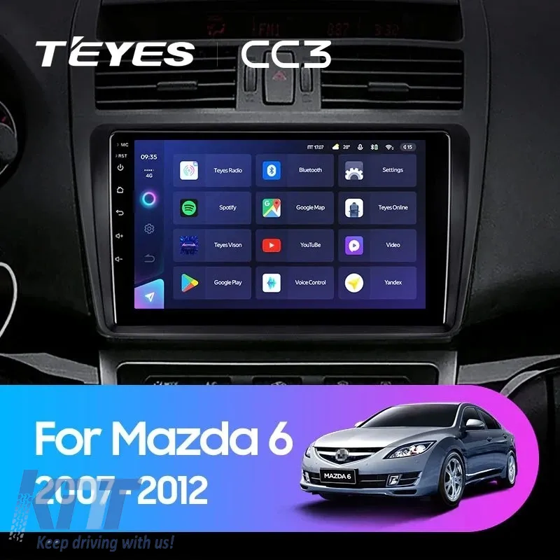 Car Navigation with AI Assistance Teyes CC4 PRO suitable for Mazda 6 2002-2007 8+128GB 9.5 QLED, Android 13, 5G, 7.1 DSP, CarPlay