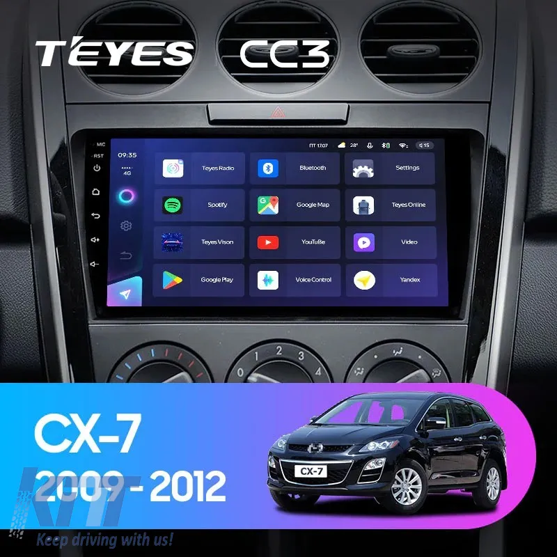 Car Navigation with AI Assistance Teyes CC4 PRO suitable for Mazda CX-7 2009-2012 8+128GB 9.5 QLED, Android 13, 5G, 7.1 DSP, CarPlay