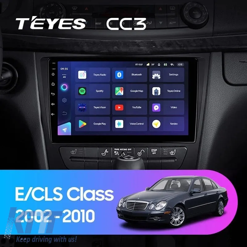 Car Navigation with AI Assistance Teyes CC4 PRO suitable for Mercedes-Benz E Class W211 2002-2009 8+128GB 9.5 QLED, Android 13, 5G, 7.1 DSP, CarPlay