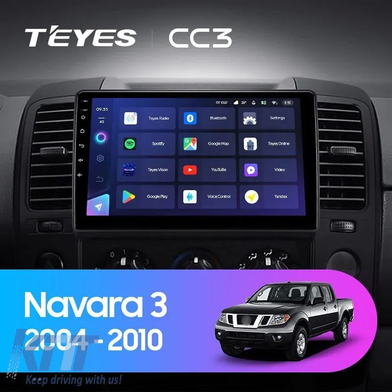 Car Navigation with AI Assistance Teyes CC4 PRO suitable for Nissan Navara 3 D40 2004-2010 8+128GB 9.5 QLED, Android 13, 5G, 7.1 DSP, CarPlay