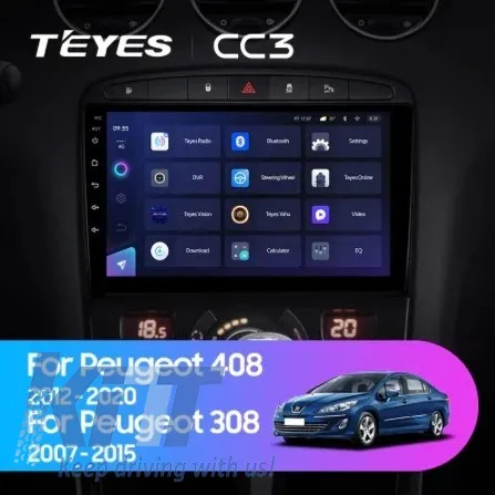 Car Navigation with AI Assistance Teyes CC4 PRO suitable for Peugeot 408 2014-2018 8+128GB 10.36 QLED, Android 13, 5G, 7.1 DSP, CarPlay