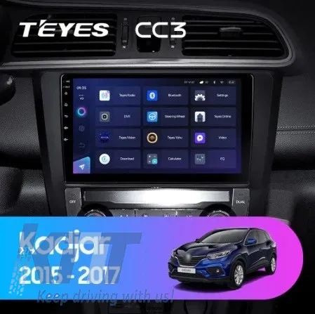 Car Navigation with AI Assistance Teyes CC4 PRO suitable for Renault Kadjar 2015-2017 8+128GB 9.5 QLED, Android 13, 5G, 7.1 DSP, CarPlay