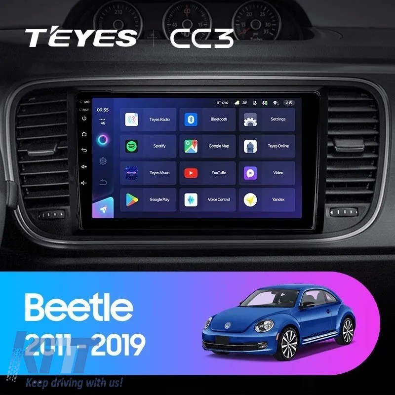 Car Navigation with AI Assistance Teyes CC4 PRO suitable for Volkswagen Beetle 2011-2019 8+128GB 9.5 QLED, Android 13, 5G, 7.1 DSP, CarPlay