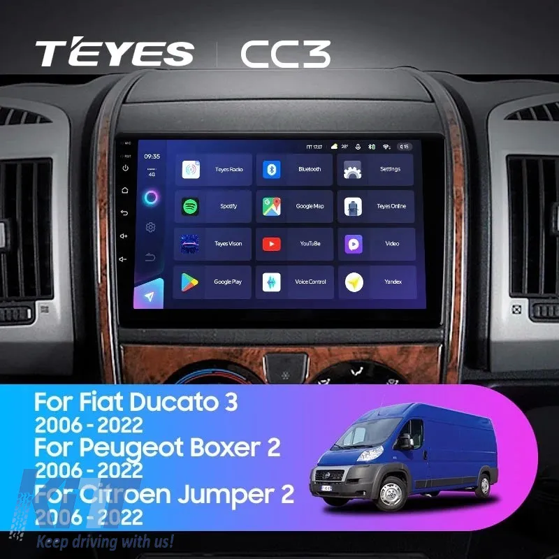 Car Navigation with AI Assistance Teyes CC4 PRO suitable for Citroen Jumper 2006-2023 8+128GB 9.5 QLED, Android 13, 5G, 7.1 DSP, CarPlay