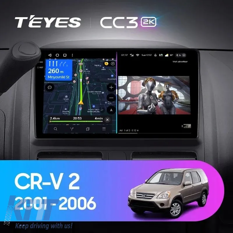 Car Navigation with AI Assistance Teyes CC4 PRO suitable for Honda CR-V 2 2001-2006 8+128GB 9.5 QLED, Android 13, 5G, 7.1 DSP, CarPlay