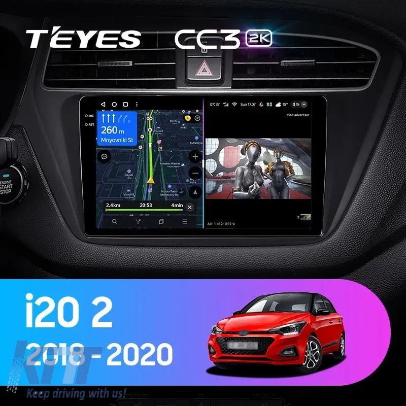Car Navigation with AI Assistance Teyes CC4 PRO suitable for Hyundai i20 2018-2020 8+128GB 9.5 QLED, Android 13, 5G, 7.1 DSP, CarPlay