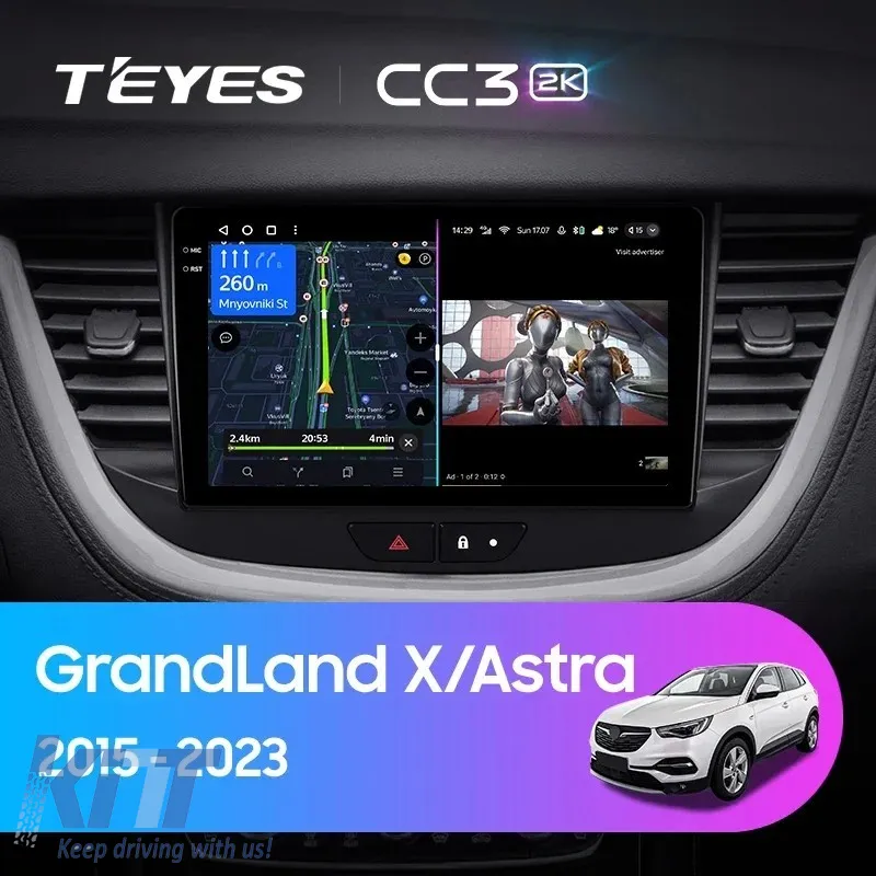 Car Navigation with AI Assistance Teyes CC4 PRO suitable for Opel Grand Land 2017-2024 8+128GB 9.5 QLED, Android 13, 5G, 7.1 DSP, CarPlay