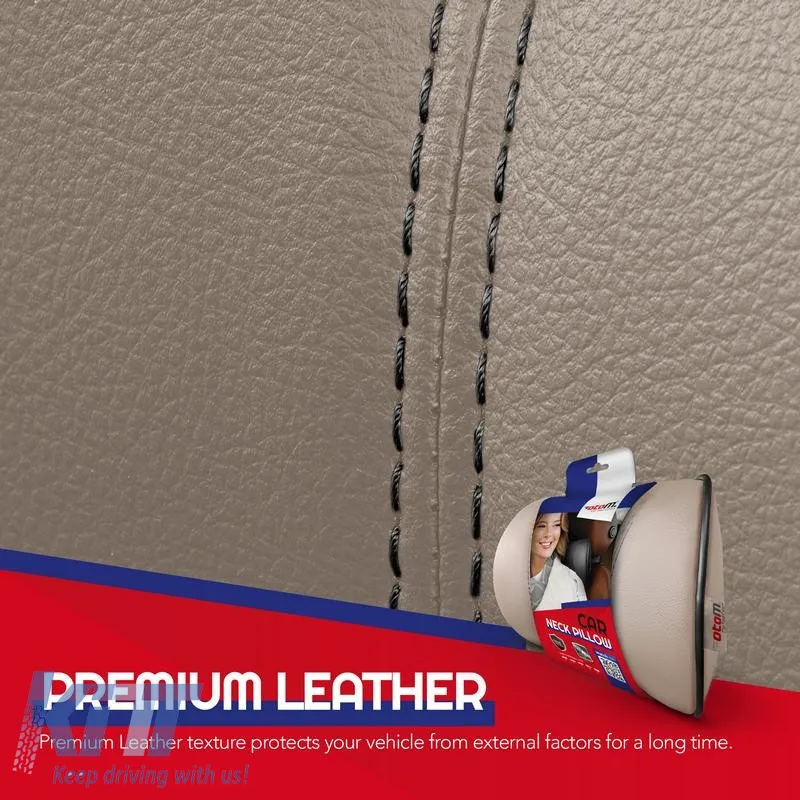 Car Neck Pillow Pad Beige Leather Otom NPW-104 1 Piece