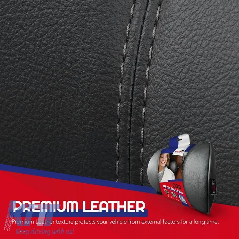 Car Neck Pillow Pad Black With Smoke Stitch Leather Otom NPW-101 1 Piece