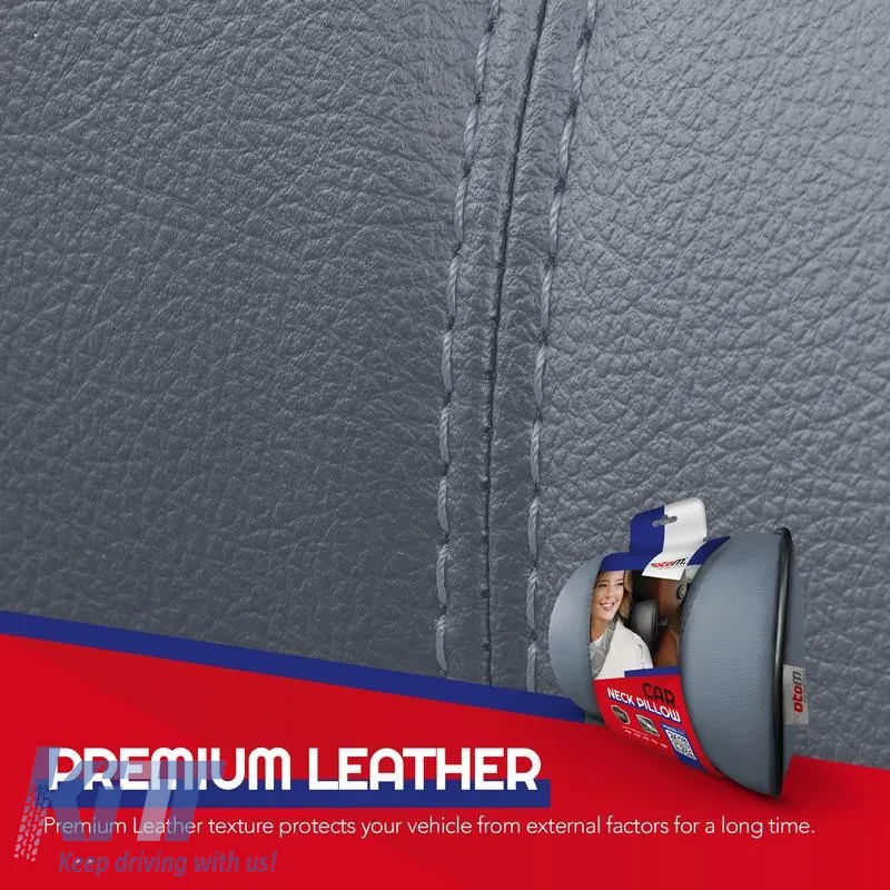 Car Neck Pillow Pad Dark Grey Leather Otom NPW-103 1 Piece