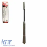 Car Roof Antenna Universal Aluminium Large 16cm Silver Curved With Adapters-image-6301147