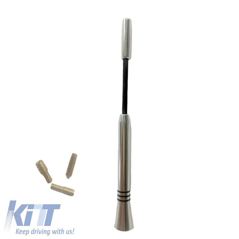 Car Roof Antenna Universal Aluminium Large 16cm Silver With Adapters