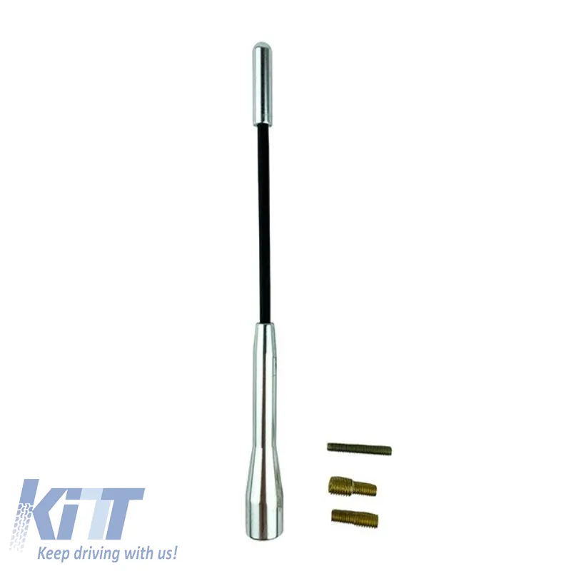 Car Roof Antenna Universal Aluminium Large 18cm Silver With Adapters