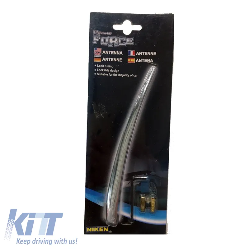 Car Roof Antenna Universal Aluminum Curved Silver 12cm With Adapters