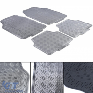 Car Rubber Floor Mat Set 4pcs Aluminum Checker Plate Look Universal Chrome Carbon - ODFMAR6012870