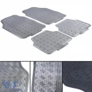 image-46-Car Rubber Floor Mat Set 4pcs Aluminum Checker Plate Look Universal Chrome Carbon