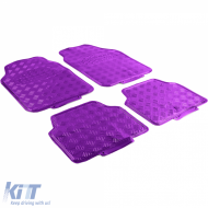 Car Rubber Floor Mat Set 4pcs Aluminum Checker Plate Look Universal Chrome Purple Violet - ODFMU27726
