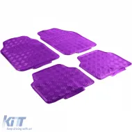image-52-Car Rubber Floor Mat Set 4pcs Aluminum Checker Plate Look Universal Chrome Purple Violet