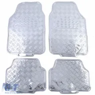image-25-Car Rubber Floor Mat Set 4pcs Aluminum Tread Plate Look Universal Chrome