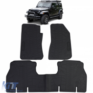 Car Rubber Floor Mats Black Premium Set for Jeep Wrangler JL 4-Door from 2018 - ODFMJ6012768