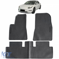 Car Rubber Floor Mats Black Premium Set for Tesla Model 3 17-23 - ODFMT6015356