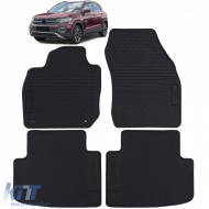 Car Rubber Floor Mats Black Premium Set for VW T-Cross from 18 - ODFMV6014367