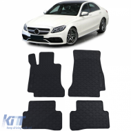 Car Rubber Floor Mats Black Premium Set for Mercedes C-Class W205 S205 14-22 - ODFMM6013654