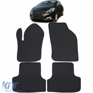 Car Rubber Floor Mats Black Premium Set for Peugeot 208 12-19 - ODFMP6013684