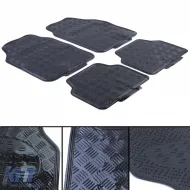 image-72-Car rubber floor mats universal aluminum checker plate look 4-piece chrome black