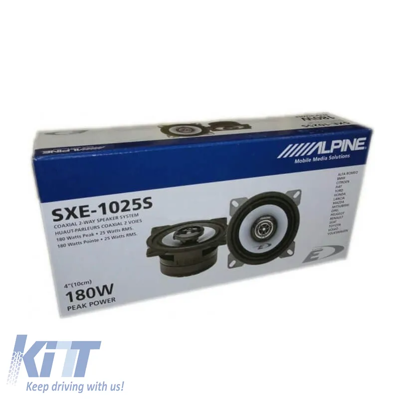 Car Speakers Alpine SXE-1025S Component 4''/10cm 180w Peak 25w RMS 2 Way 2 Pcs