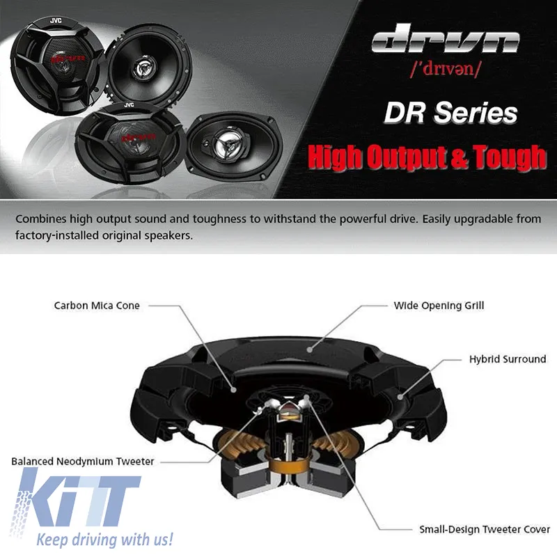 Car Speakers JVC DR420 Component 10cm 4" 35 Watt Rms/220 Watt Max. (With Covers) 2 Way 2 Pieces
