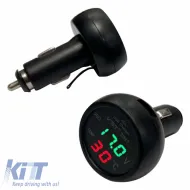 Car Voltmeter Thermometer USB Charger 3in1 With Red And Green Numbers 99162-image-6297521