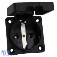 Caravan awning external socket with flap black Schuko 220 volt