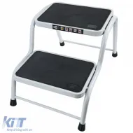 Caravanen Doppeltreppe mit 2 Stufen, Plattform bis 150kg, weiß-image-6207063