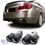 Carbon double tailpipes 4-pipe duplex suitable for BMW 5 Series F10 F11 535i 535d - ODEMTB6013668