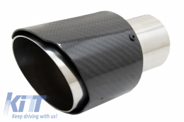 Carbon Fiber Exhaust Muffler Tips Polished Look Inlet 6.1cm - KLT080