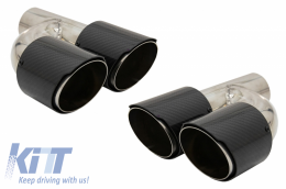 Carbon Fiber Exhaust Muffler Tips Polished Look Inlet 6.3cm - KLT079