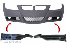 Carbon Front Splitters Spoiler suitable for BMW 3 Series E90 E91 Sedan Touring (2005-2008) only M-tech Bumper - 2643CF