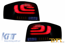 carDNA Full LED Taillights suitable for AUDI A3 8P1 Hatchback (2003-2008) Black/smoke Light Bar Design With Dynamic Sequential Turning Light - RA09LLBSY