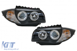 CCFL Angel Eyes Headlights suitable for BMW 1 Series E87 E81 E82 E88 (2004-2011) Black - HLBME87CCFLB