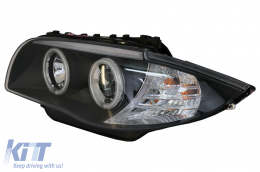 CCFL Angel Eyes Фарове подходящи за BMW 1 Series E87 E81 E82 E88 (2004-2011) Черен-image-6082381