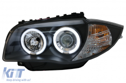 CCFL Angel Eyes Фарове подходящи за BMW 1 Series E87 E81 E82 E88 (2004-2011) Черен-image-6082385
