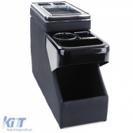 image-52-Center console with storage compartments, glossy black leather, for VW Bus T5 T6 from 03
