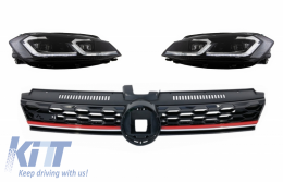 Central Badgeless Grille suitable for VW Golf 7.5 VII Facelift (2017-up) with LED Headlights Sequential Dynamic Turning Lights GTI Design - COFGVWG7FGTI75S