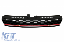 Central Badgeless Grille with RHD LED Headlights Sequential Dynamic Turning Lights suitable for VW Golf 7.5 VII Facelift (2017-up) GTI Design Red and Chrome-image-6058409