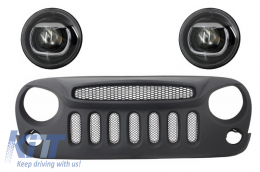 Central Front Grille Specter Mask with HID Bi-Xenon Headlights suitable for JEEP Wrangler Rubicon JK (2007-2017) Angry Bird Design