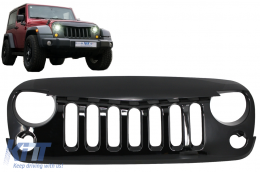 Central Front Grille suitable for JEEP Wrangler / Rubicon JK (2007-2017) Angry Vader Design Black - FGJEWJKB