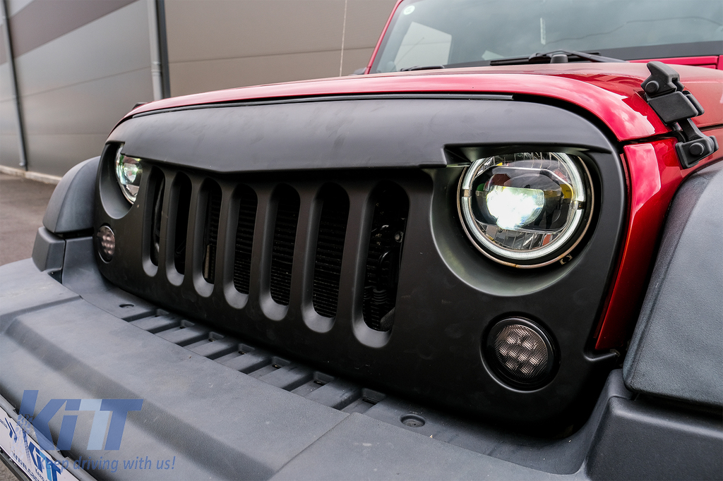 Calandre Centrale Pour  Jeep Wrangler/Rubicon JK 07-17 Angry Bird Design Noir Br