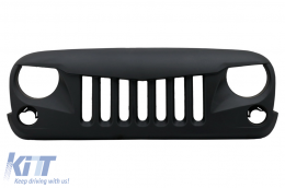 Central Front Grille suitable for JEEP Wrangler / Rubicon JK (2007-2017) Eagle Eyes Matte Black - FGJEWJKNL